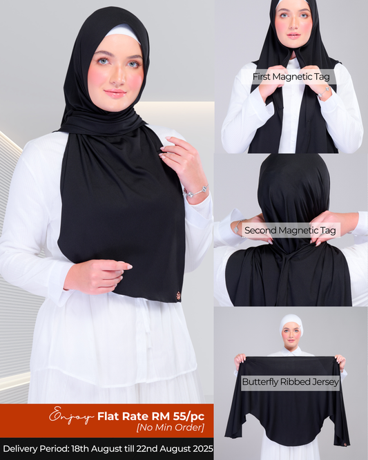Instant Tag n' Go Butterfly | Ribbed Jersey in Black