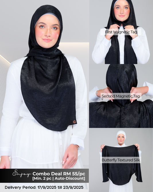 Instant Tag n' Go Butterfly | Textured Silk in Black