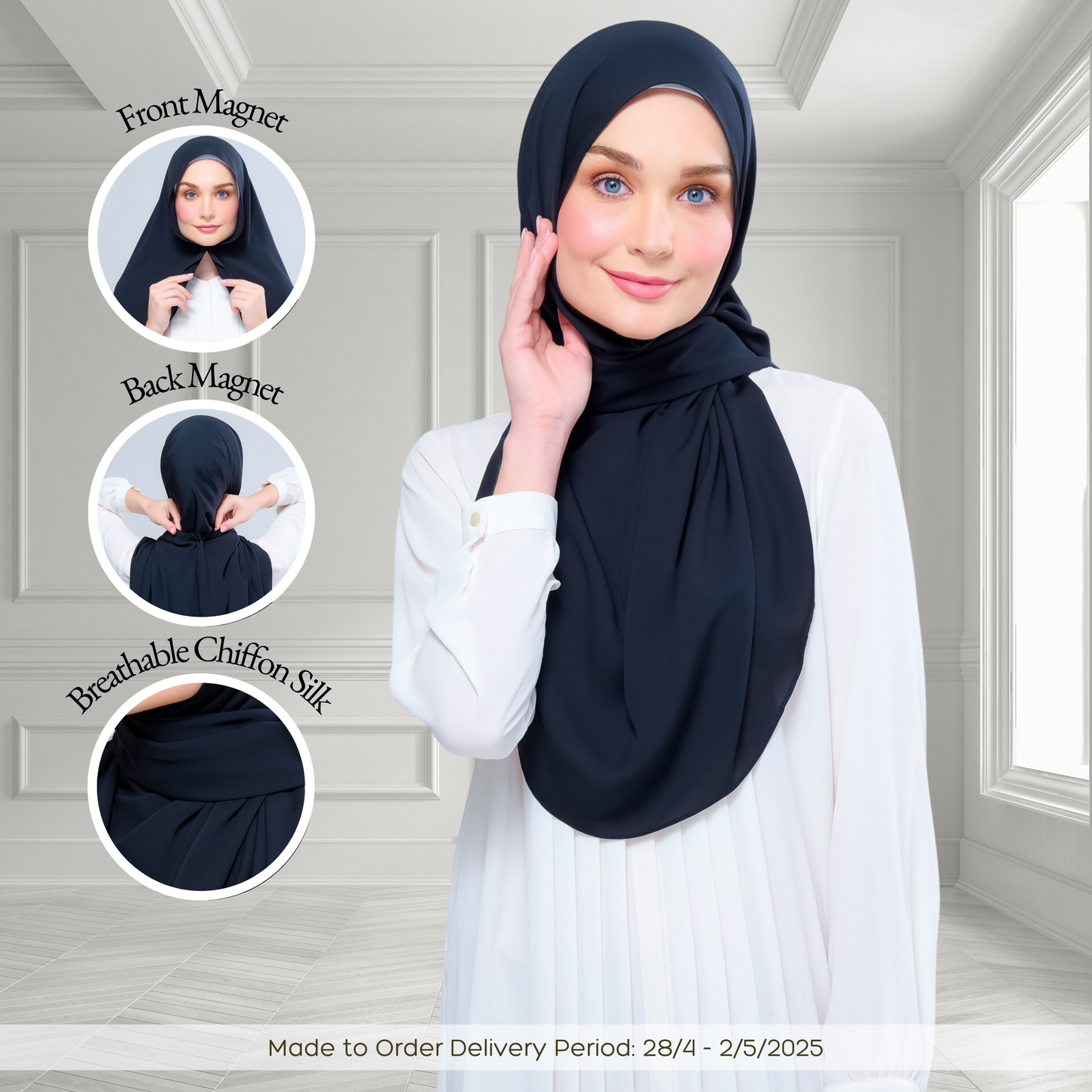 [As-Is] Instant Tag n' Go Shawl l Chiffon Silk in Pitch Black