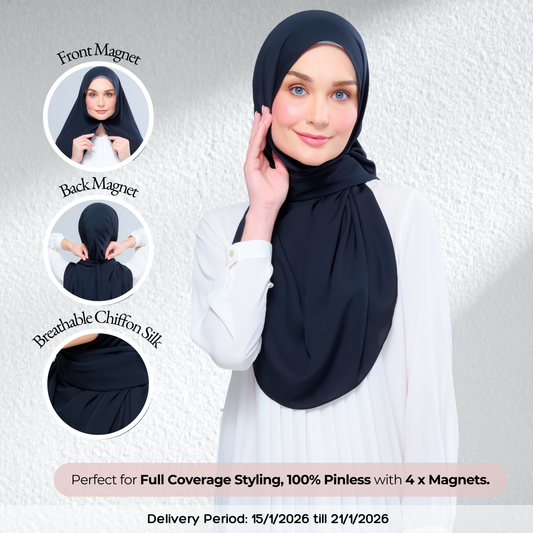 Instant Tag n' Go Shawl l Chiffon Silk 1.0 in Pitch Black