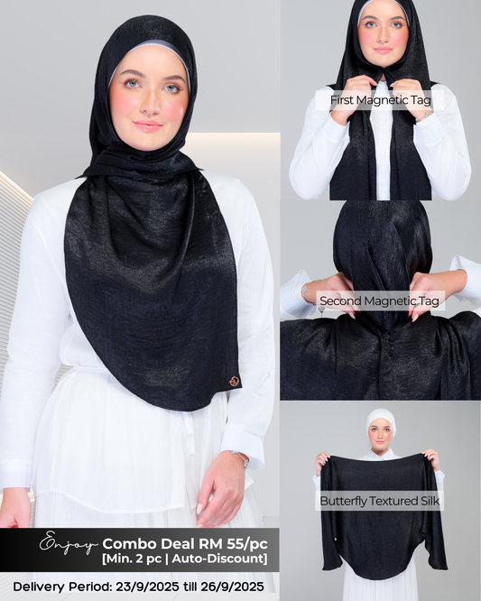 Instant Tag n' Go Butterfly | Textured Silk in Black