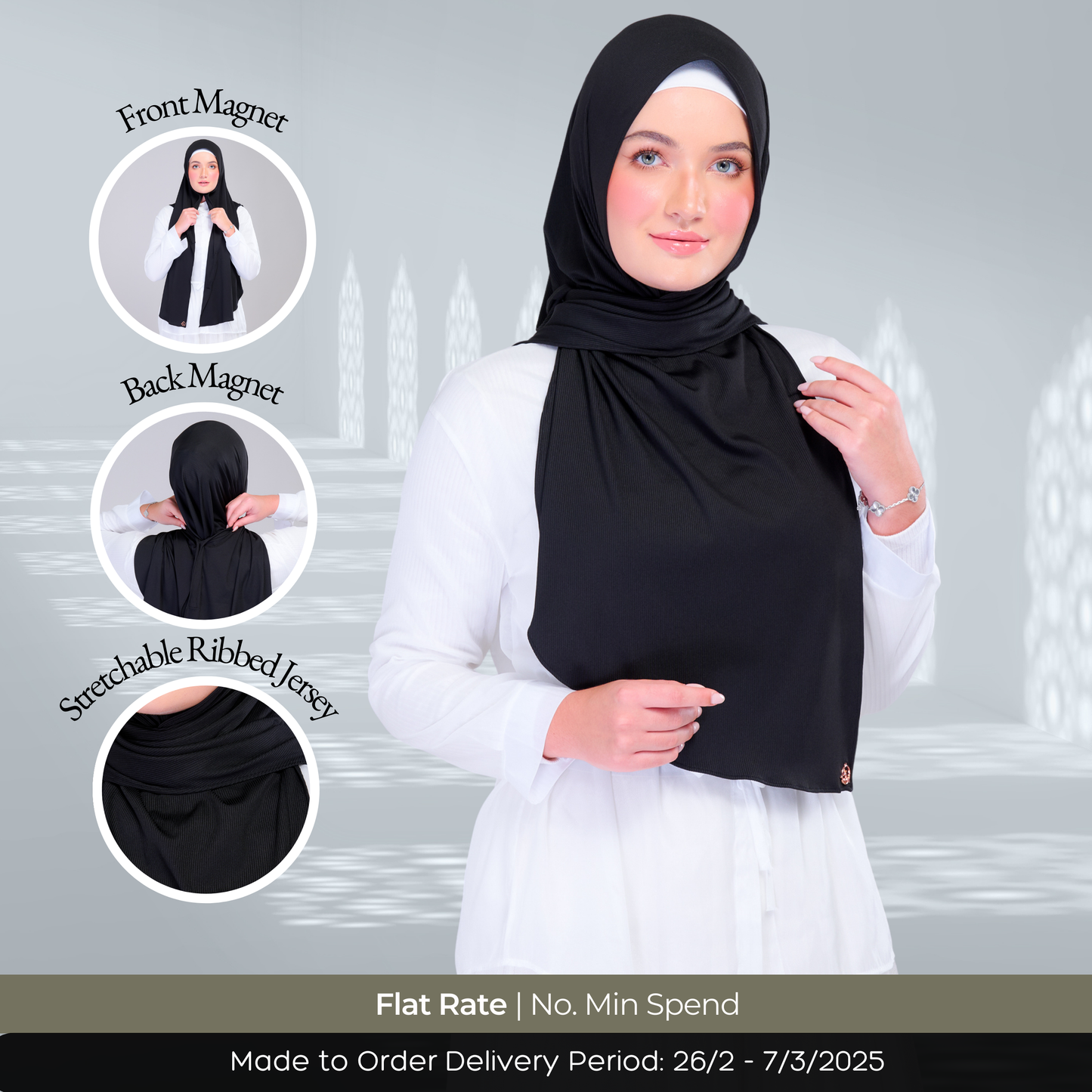 Instant Tag n' Go Shawl | Ribbed Jersey in Black