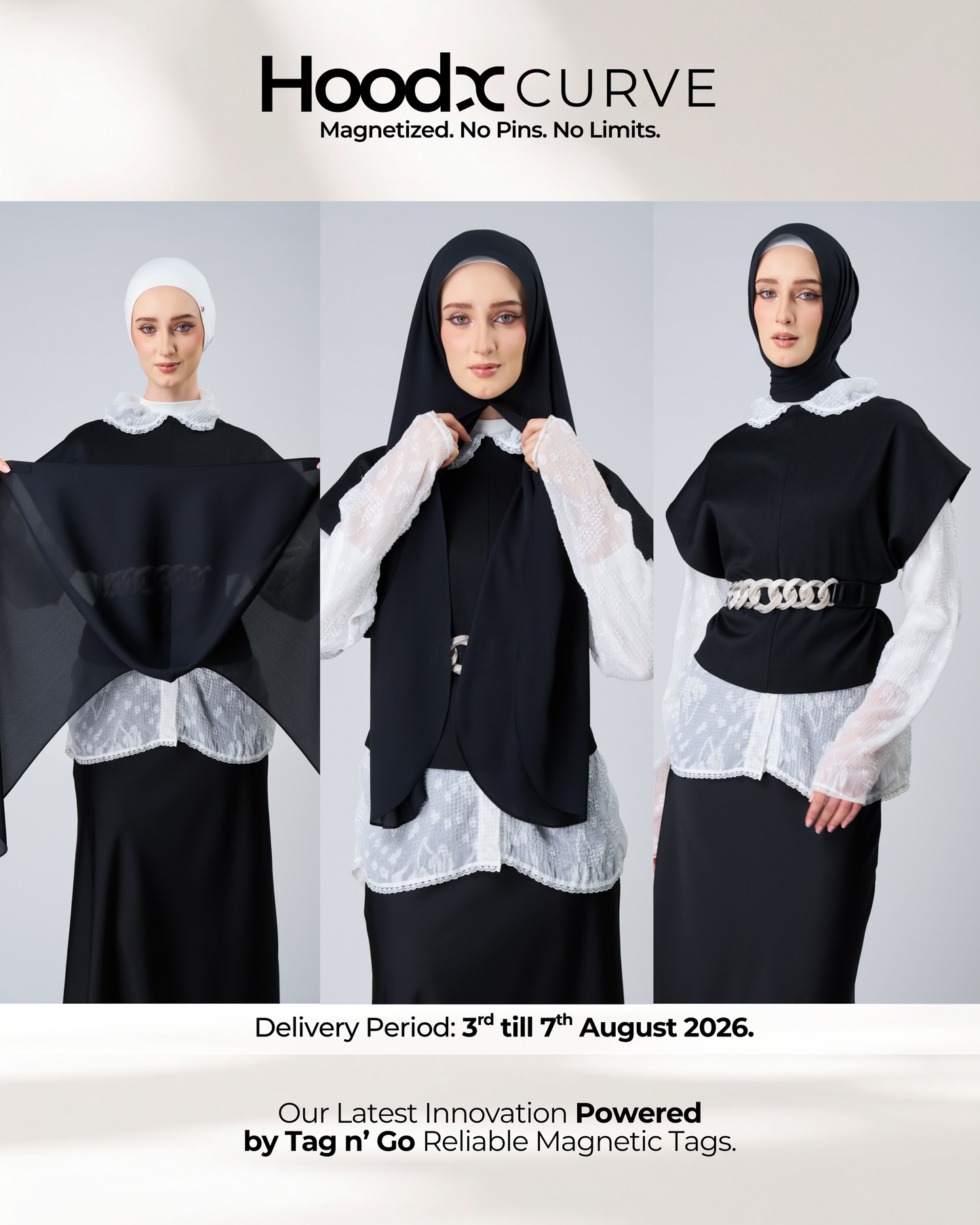 HoodX Curve in Black [Korean Chiffon]