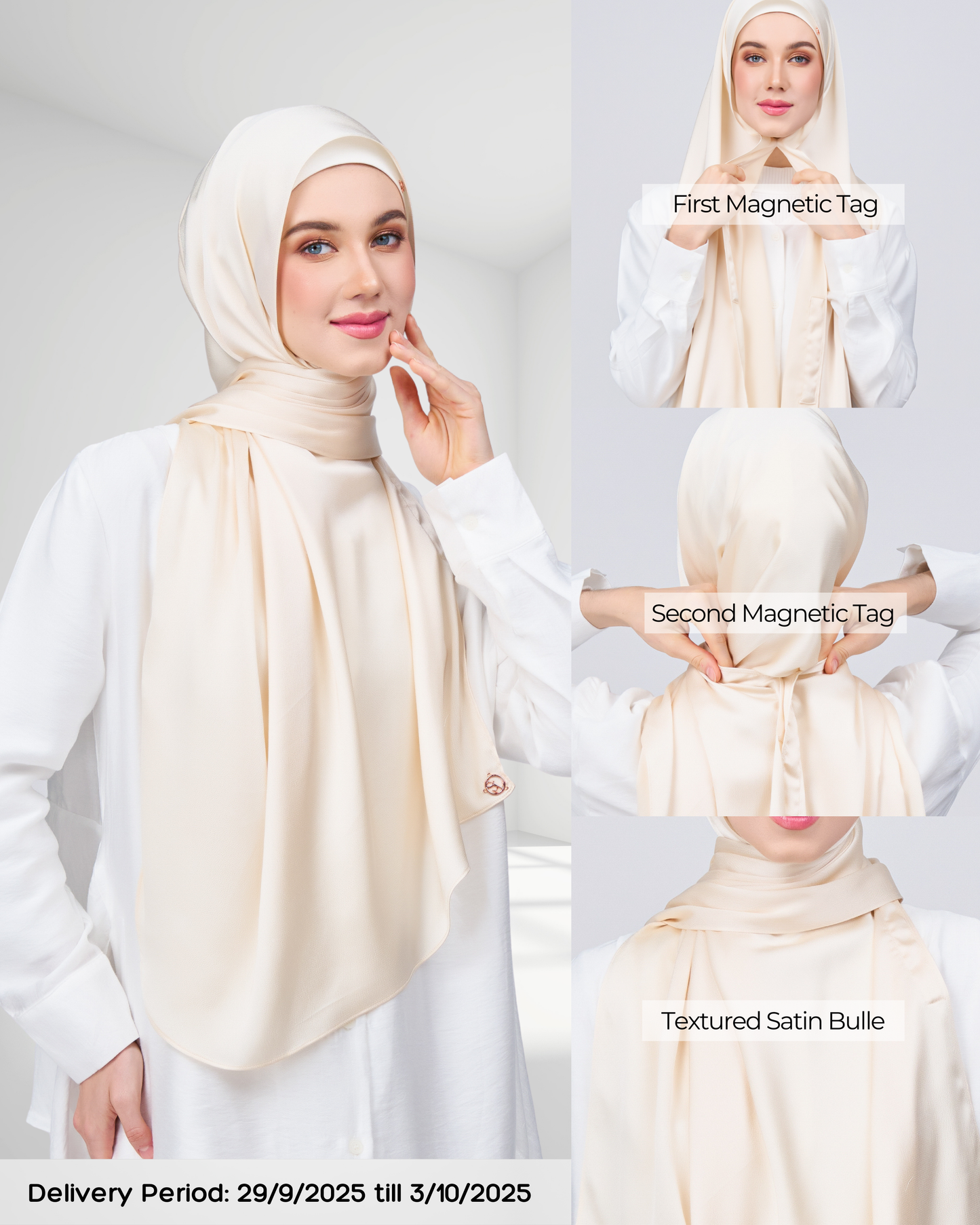 Instant Tag n' Go Shawl | Satin Bulle in Bridal Cream