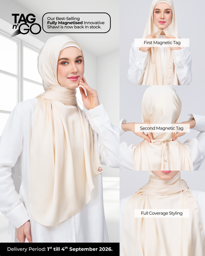 Instant Tag n' Go Shawl | Satin Bulle in Bridal Cream