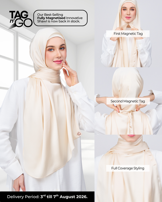 Instant Tag n' Go Shawl | Satin Bulle in Bridal Cream