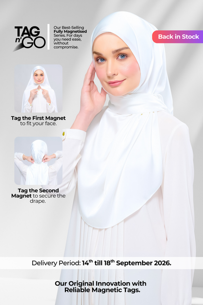 Instant Tag n' Go Shawl | Satin Silk in Bridal White