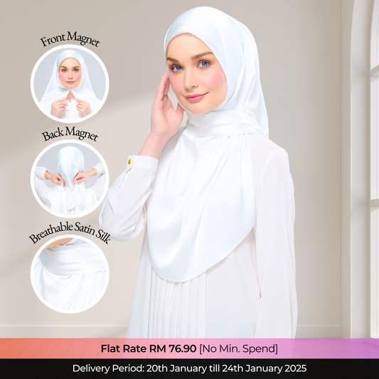 Instant Tag n' Go Shawl  | Satin Silk in Bridal White