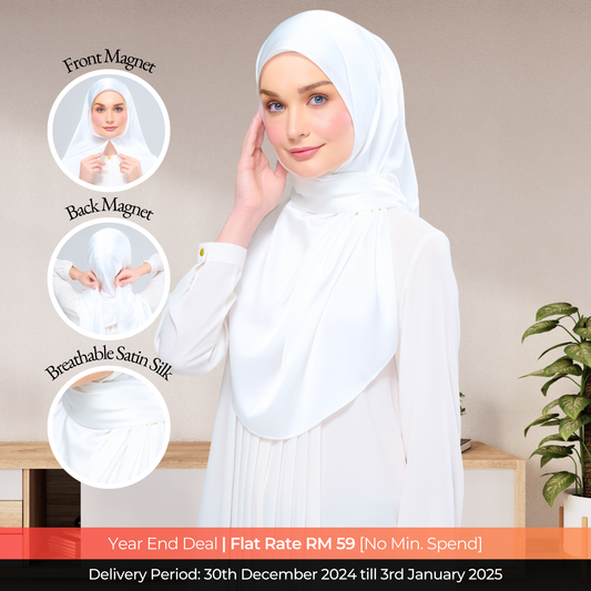 Instant Tag n' Go Shawl  | Satin Silk in Bridal White