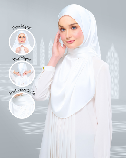[As-Is] Instant Tag n' Go Shawl l Satin Silk in Bridal White