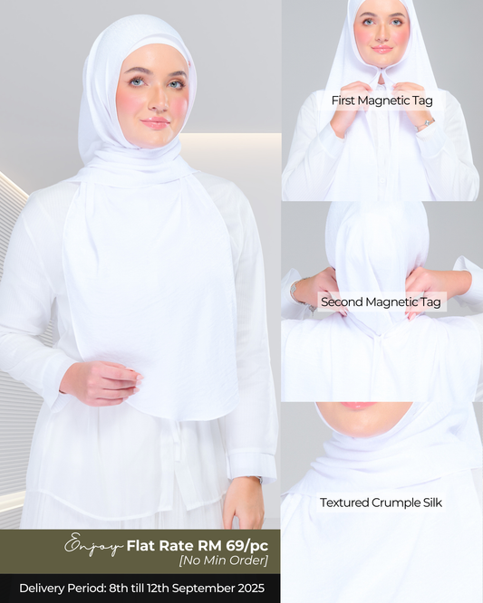 Instant Tag n' Go Shawl | Textured Silk in Pure White