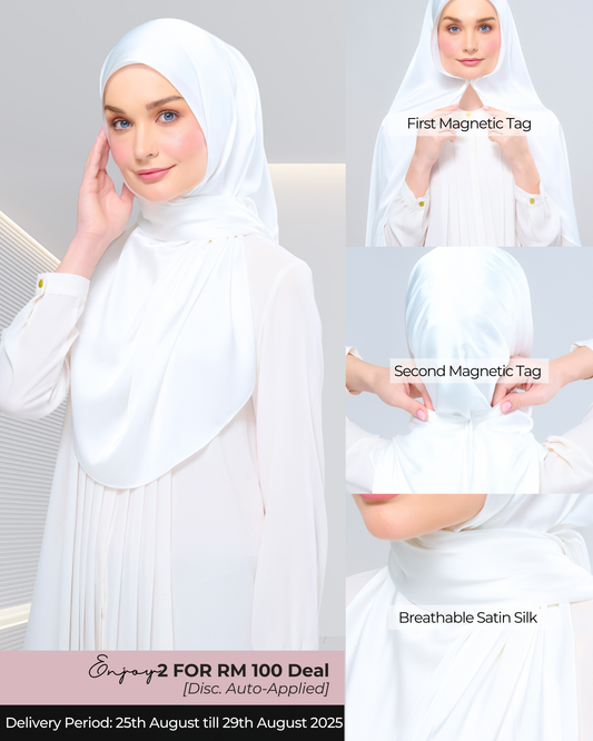 Instant Tag n' Go Shawl | Satin Silk in Bridal White