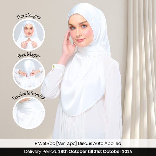 Instant Tag n' Go Shawl  | Satin Silk in Bridal White