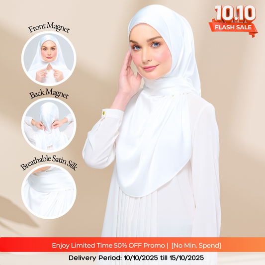 Instant Tag n' Go Shawl | Satin Silk in Bridal White
