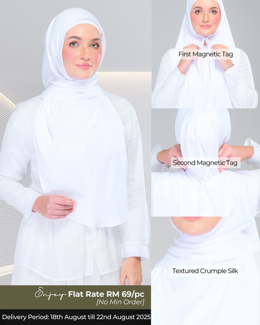 Instant Tag n' Go Shawl | Textured Silk in Pure White