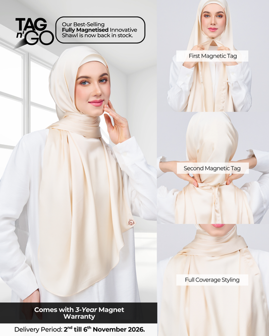 Instant Tag n' Go Shawl | Satin Bulle in Bridal Cream