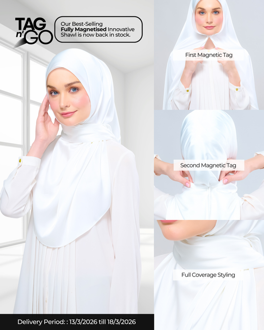Instant Tag n' Go Shawl | Satin Silk in Bridal White