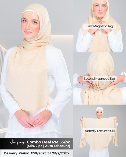 Instant Tag n' Go Butterfly | Textured Silk in Buttermilk