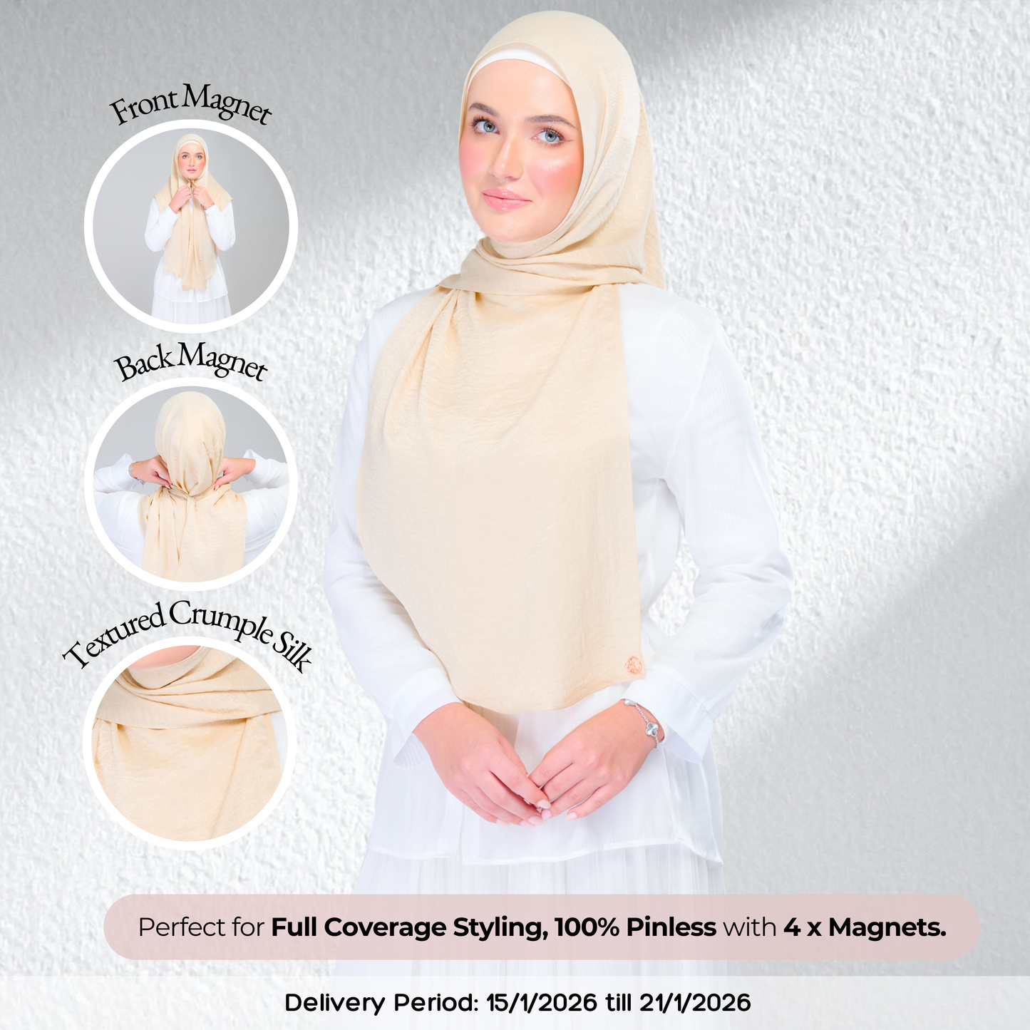 Instant Tag n' Go Shawl | Textured Silk in Buttermilk