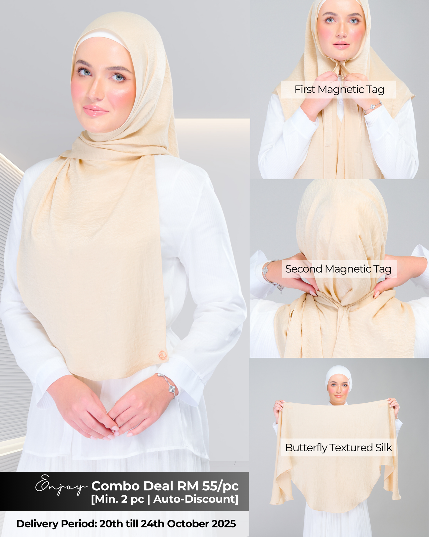 Instant Tag n' Go Butterfly | Textured Silk in Buttermilk