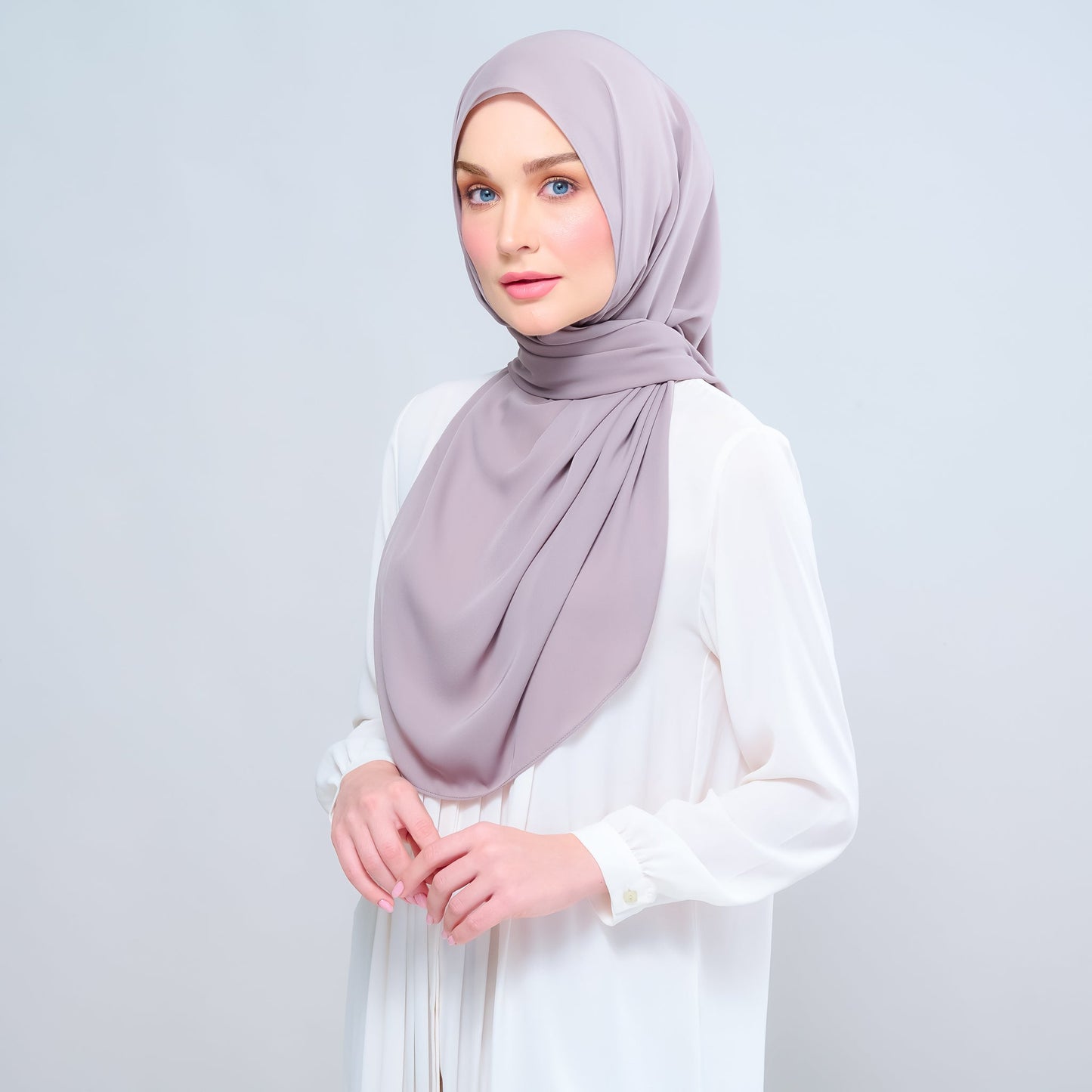 [As-Is] Instant Tag n' Go Shawl l Chiffon Silk in Ash Taupe