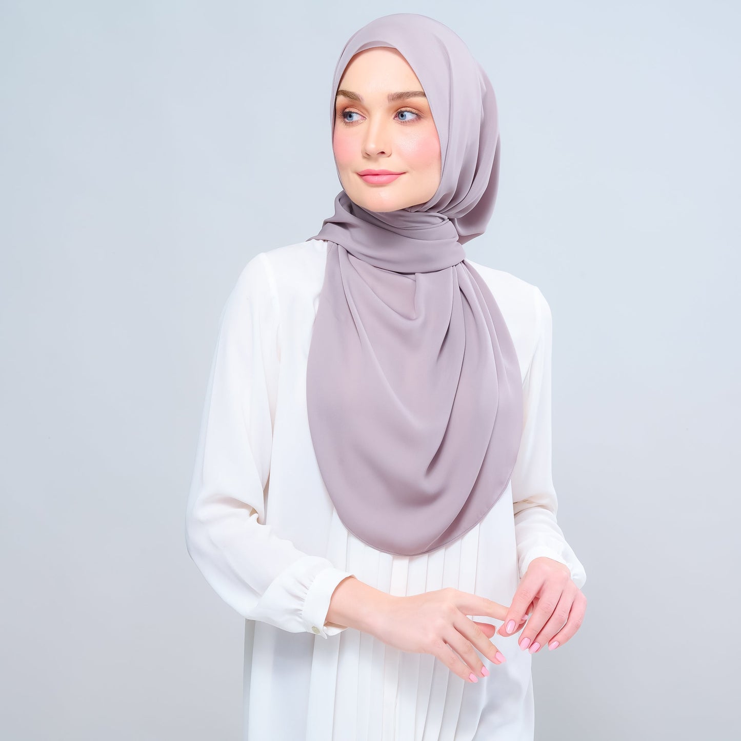 [As-Is] Instant Tag n' Go Shawl l Chiffon Silk in Ash Taupe