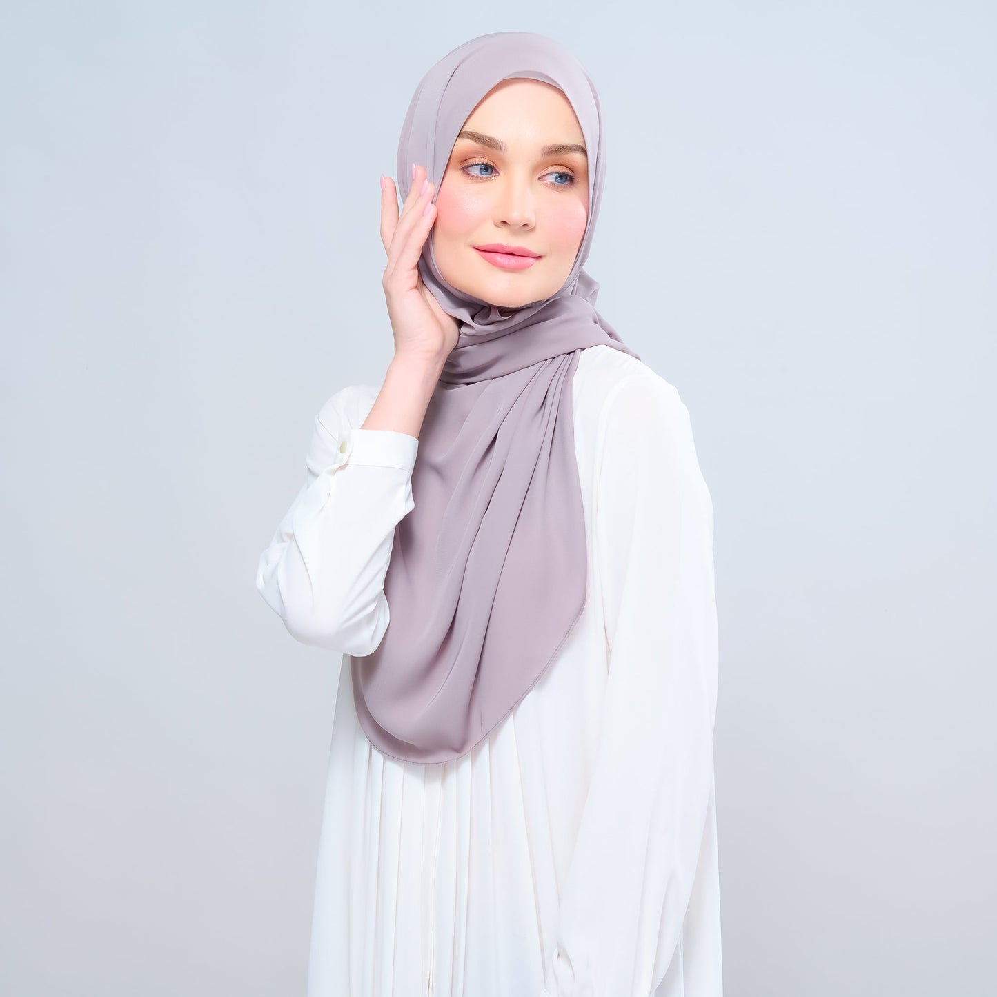 [As-Is] Instant Tag n' Go Shawl l Chiffon Silk in Ash Taupe