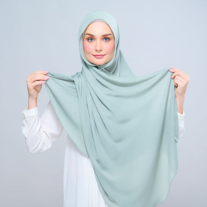 [As-Is] Instant Tag n' Go Shawl l Chiffon Silk in Dusty Green