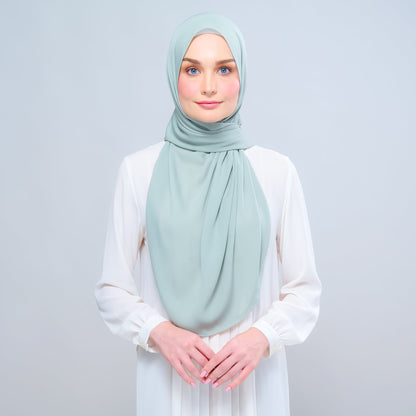 [As-Is] Instant Tag n' Go Shawl l Chiffon Silk in Dusty Green