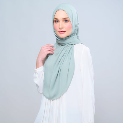 [As-Is] Instant Tag n' Go Shawl l Chiffon Silk in Dusty Green