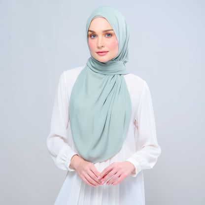 [As-Is] Instant Tag n' Go Shawl l Chiffon Silk in Dusty Green