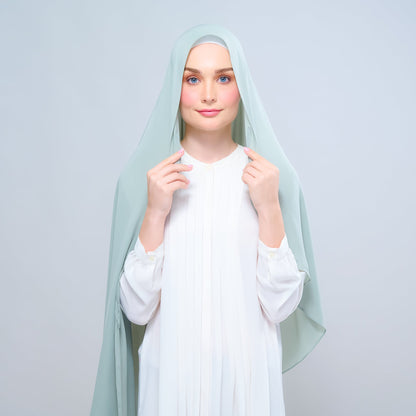 [As-Is] Instant Tag n' Go Shawl l Chiffon Silk in Dusty Green