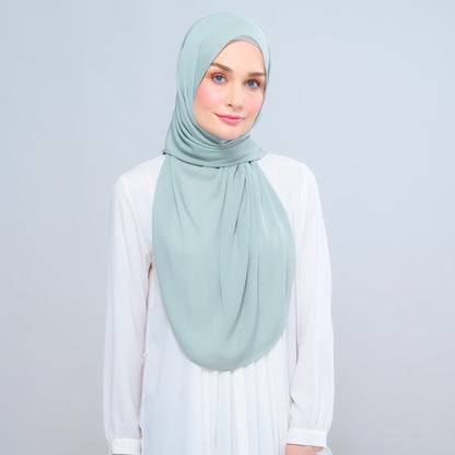 [As-Is] Instant Tag n' Go Shawl l Chiffon Silk in Dusty Green