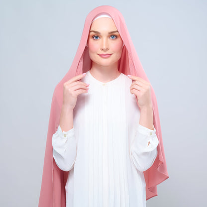 [As-Is] Instant Tag n' Go Shawl l Chiffon Silk in Deep Rose