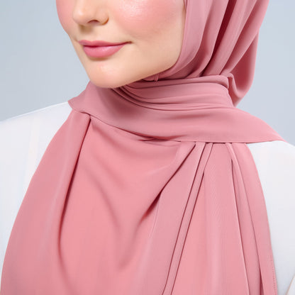[As-Is] Instant Tag n' Go Shawl l Chiffon Silk in Deep Rose