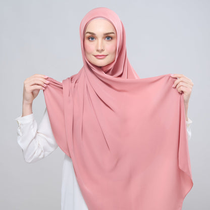 [As-Is] Instant Tag n' Go Shawl l Chiffon Silk in Deep Rose
