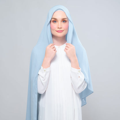 [As-Is] Instant Tag n' Go Shawl l Chiffon Silk in Dusty Blue