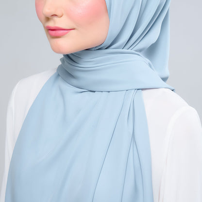 [As-Is] Instant Tag n' Go Shawl l Chiffon Silk in Dusty Blue