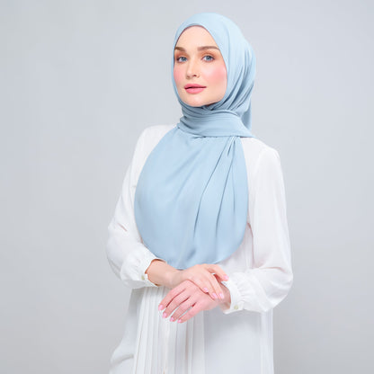 [As-Is] Instant Tag n' Go Shawl l Chiffon Silk in Dusty Blue