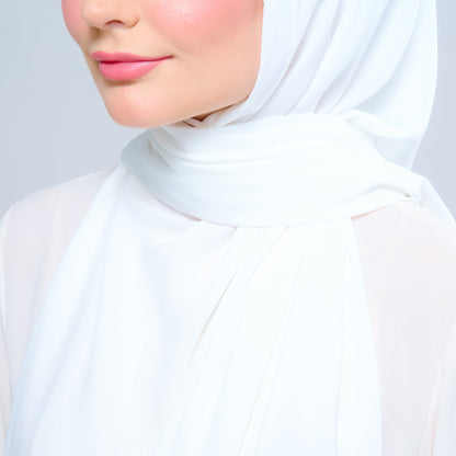 [As-Is] Instant Tag n' Go Shawl l Chiffon Silk in Ivory White