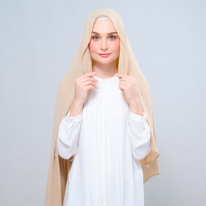 [As-Is] Instant Tag n' Go Shawl l Chiffon Silk in Latte