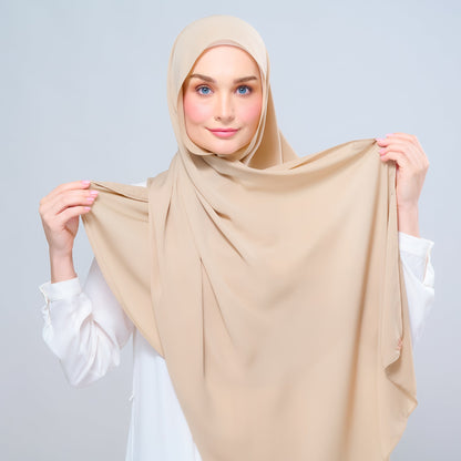 [As-Is] Instant Tag n' Go Shawl l Chiffon Silk in Latte