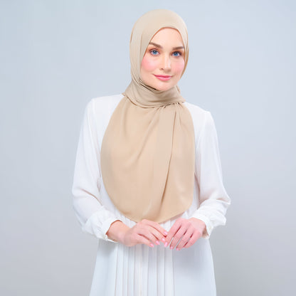 [As-Is] Instant Tag n' Go Shawl l Chiffon Silk in Latte