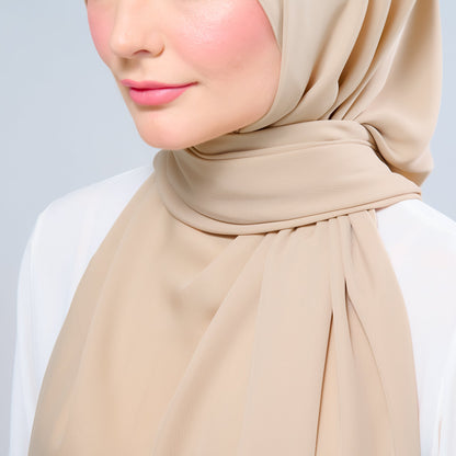 [As-Is] Instant Tag n' Go Shawl l Chiffon Silk in Latte