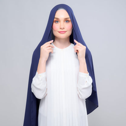 [As-Is] Instant Tag n' Go Shawl l Chiffon Silk in Navy Blue