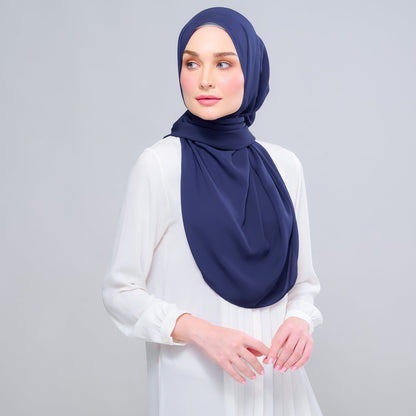 [As-Is] Instant Tag n' Go Shawl l Chiffon Silk in Navy Blue