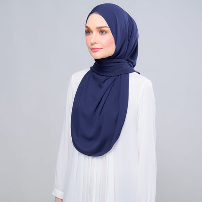 [As-Is] Instant Tag n' Go Shawl l Chiffon Silk in Navy Blue