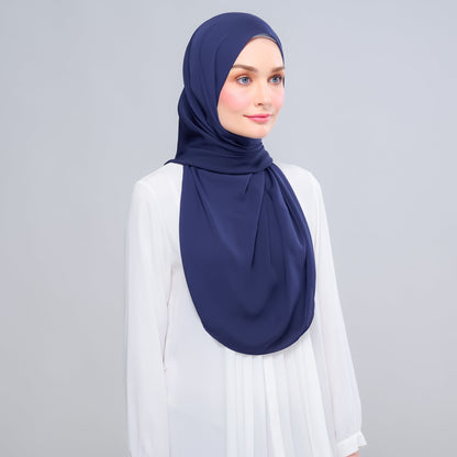 [As-Is] Instant Tag n' Go Shawl l Chiffon Silk in Navy Blue