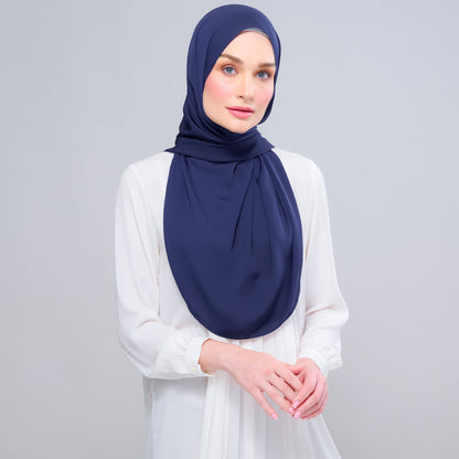 [As-Is] Instant Tag n' Go Shawl l Chiffon Silk in Navy Blue