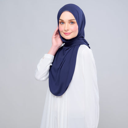 [As-Is] Instant Tag n' Go Shawl l Chiffon Silk in Navy Blue
